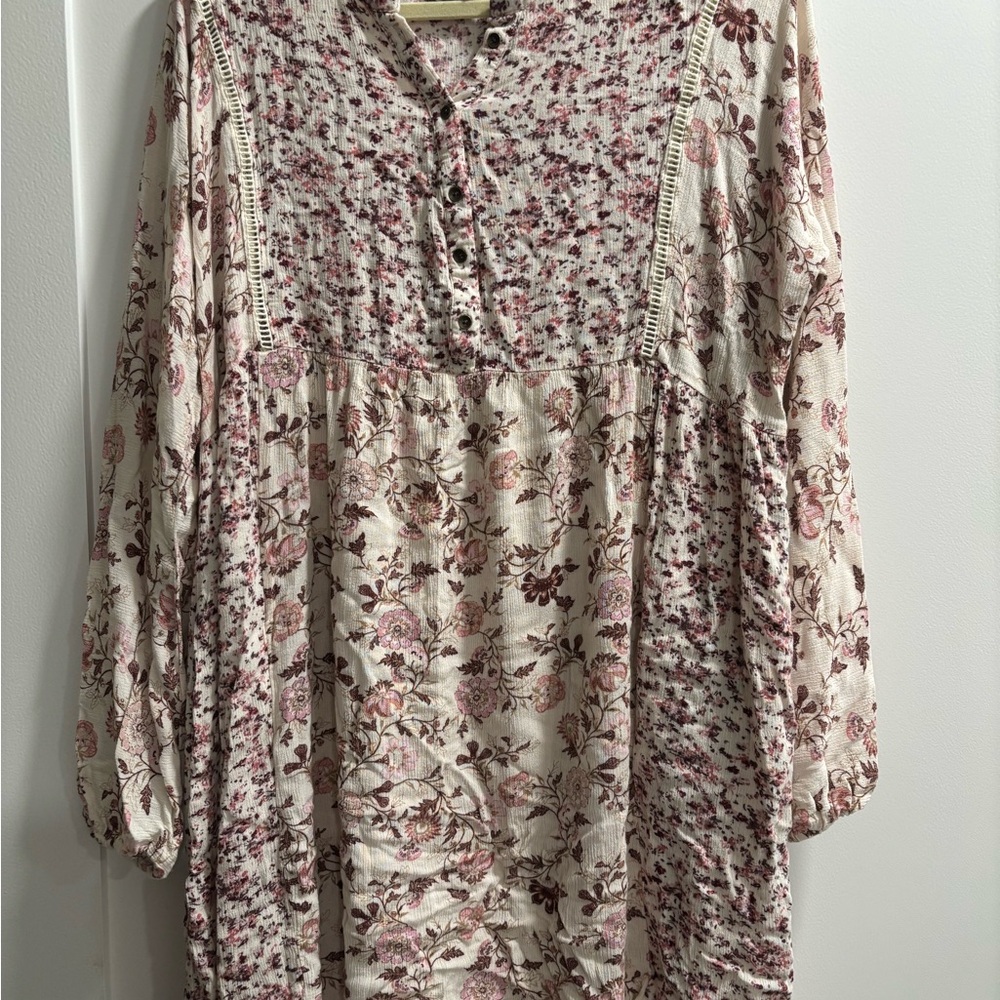 Knox Rose Pink Tan Boxy Dress with Mandarin Collar